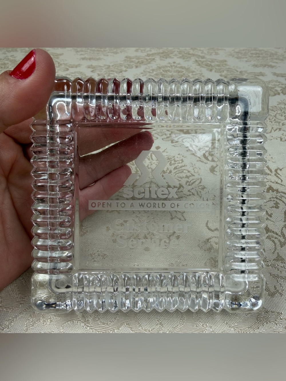 Vintage Scitex Clear Glass Ashtray with Ribbed Border
